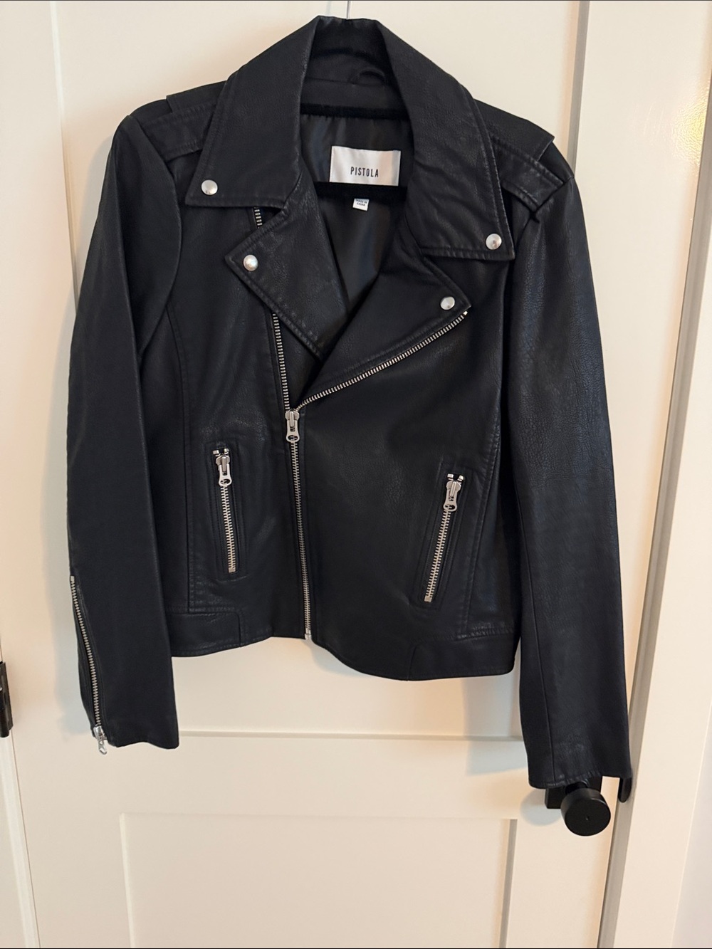 LIKE NEW PISTOLA BLACK LEATHER JACKET